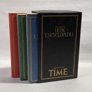 Vintage The Concord Desk Encyclopedia Set of 3 with 1982 postcard